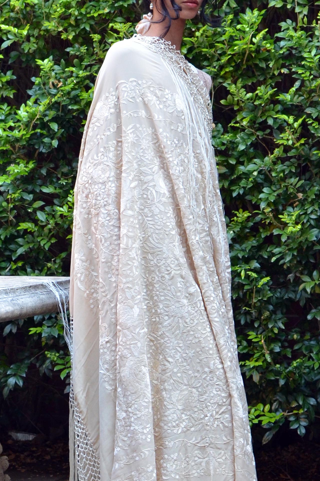 Antique Art Deco Silk Piano Shawl
