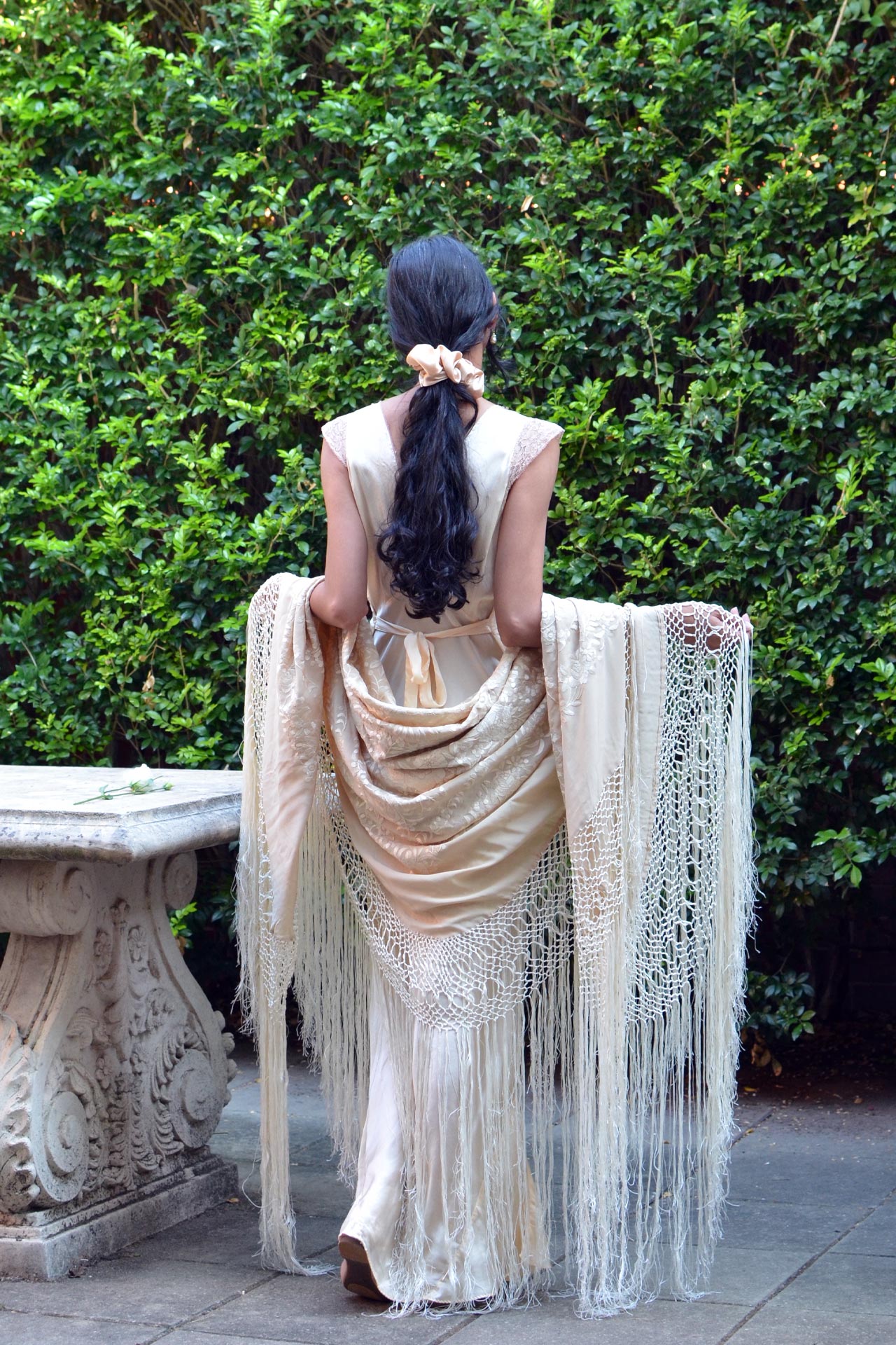 Antique Art Deco Silk Piano Shawl