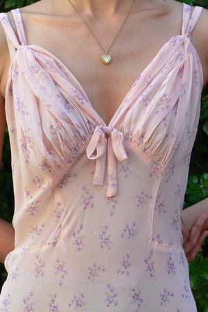 1930s Pink & Lavender Floral Slip Dress