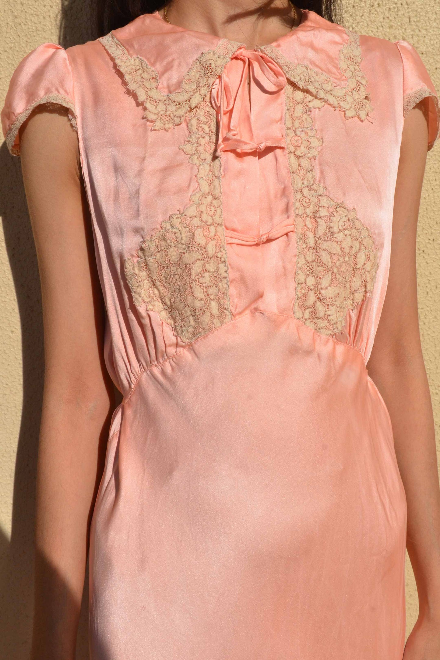 1930s Peach Silk Slip Dress