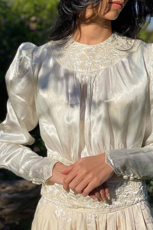 1940s Candlelight Satin Blouse XS/S/M