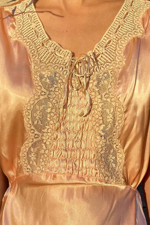 1930s Peach-tone Satin Slip Dress XS/S/M
