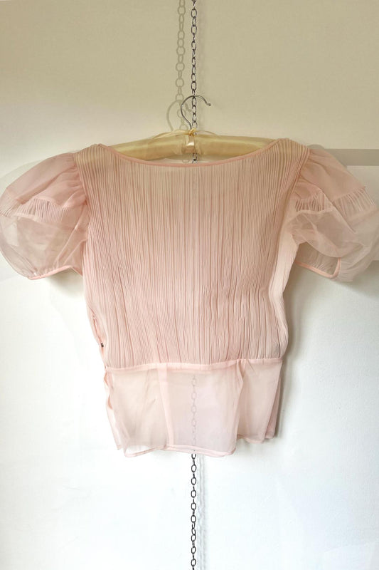 1950s Nylon Puff Sleeve Blouse (With Tags)
