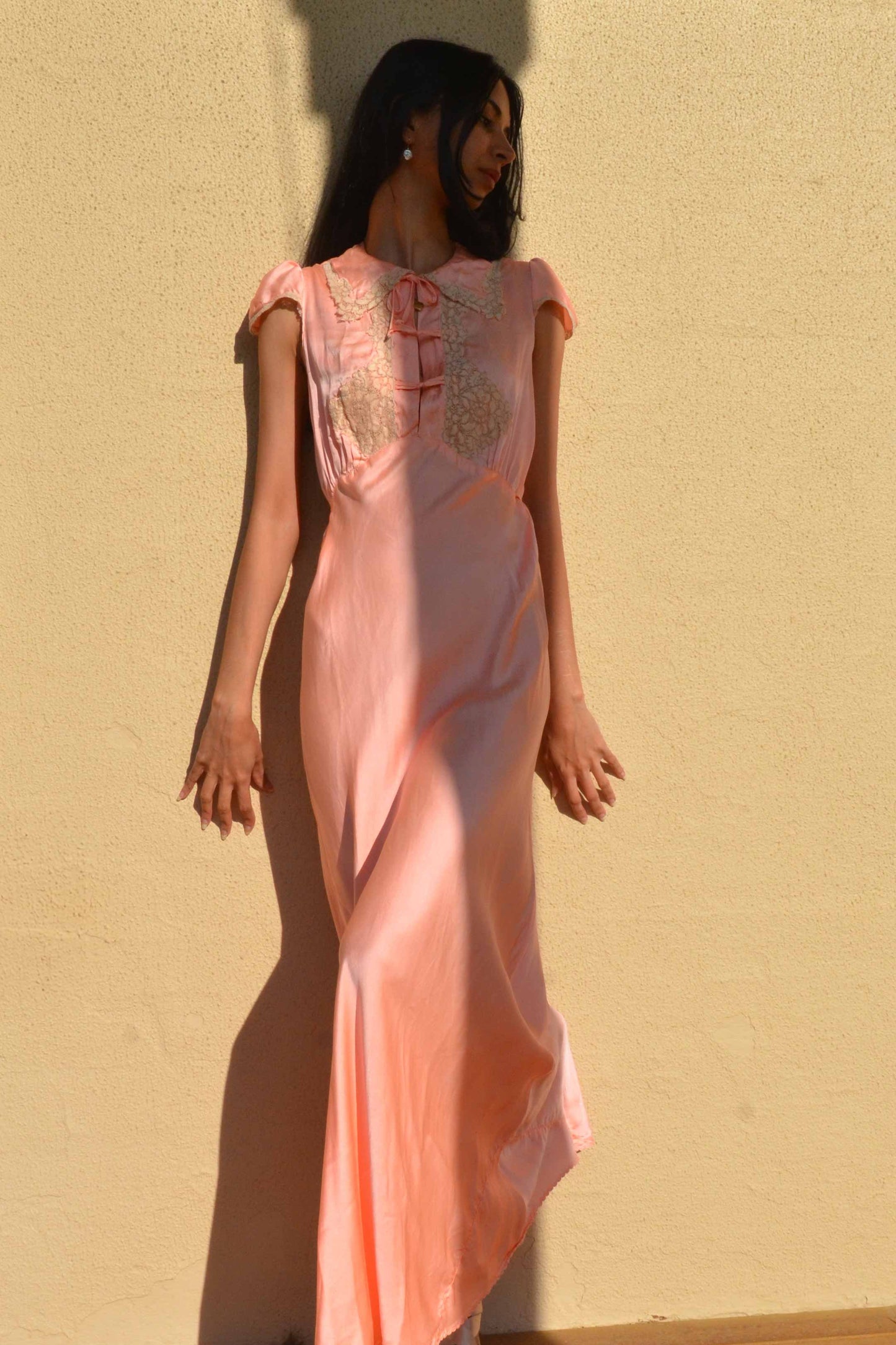 1930s Peach Silk Slip Dress