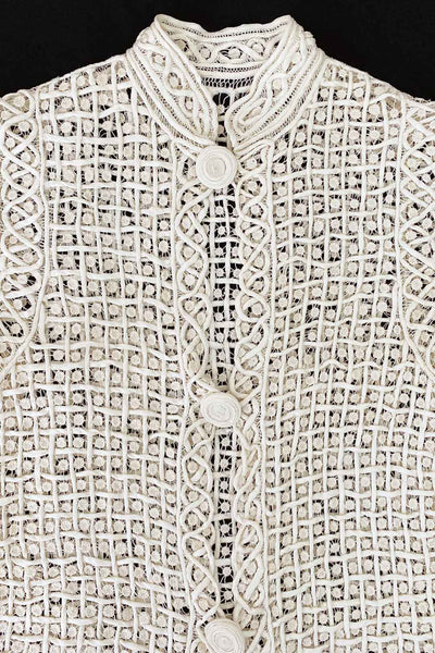 Antique Ivory Silk Tape Lace Blouse